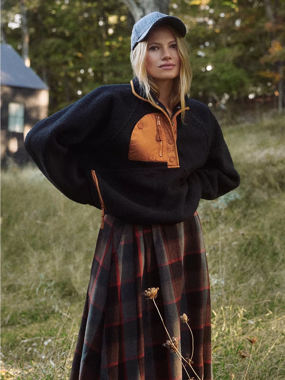 Free People Movement Hit The Slopes Pullover Fleece Black Orange XS NWT